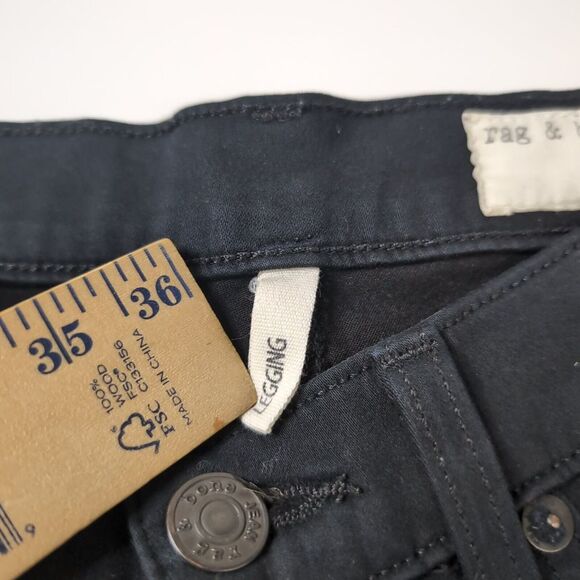 Rag‎ & Bone Leggings Skinny Jeans Coated Black Size 25 - Picture 8 of 10